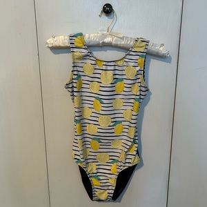 Destira woman’s Leotard white & black Lemons with Stripes Size XS